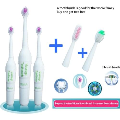 1Set Toothbrush With 3 Brush Heads Professional Care Powered Toothbrush Care Oral Hygiene(Without Battery)