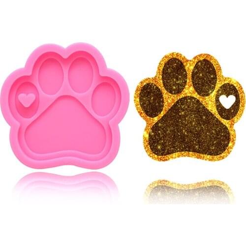 1pcs Bright Love Bear Paw Molds For Keychains Diy Dog Foot Epoxy Model Resin Key Keychains Moulds Silicone Custom Mold