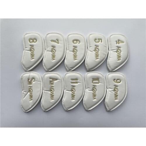 10PCS HONMA Golf Head Cover Golf Irons Head Cover White 4-11AS PU Leather Golf Irons Head Cover Free Shipping