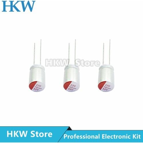 10pcs NEW DIP 220uF 35V 8x12mm Super Low ESR 35V220uF For Motherboard VGA Solid Aluminum Capacitor 220UF35V 8*12mm High Quality