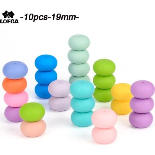 LOFCA 10pcs Abacus 19mm Silicone Teething Beads Beaded Necklace Silicone BPA Free Food Grade Chew Bead Baby Pacifier Chain