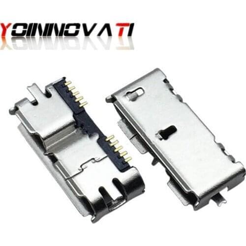 100pcs Micro USB 3.0 B Type SMT Female Socket SMD2 10pin USB Connector for Mobile Hard Disk Drives Data Interface