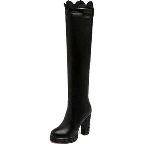 Speed sell through foreign trade vogue of new fund of 2017 autumn and winter high with thick with knee-high boots size code 823
