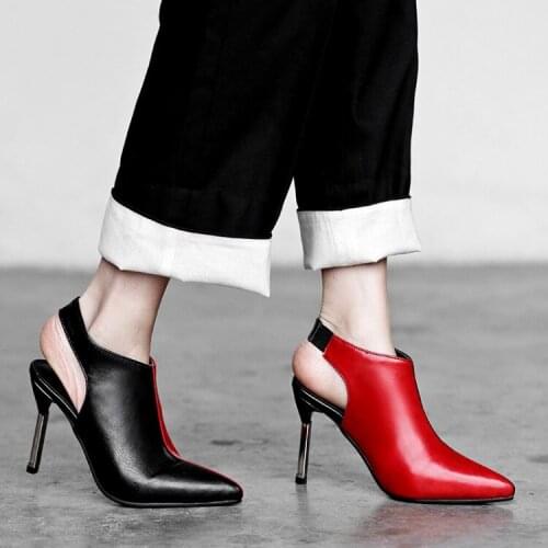 2020 high heels summer new thin heel pointed single shoes color matching dark mouth black all-around womens shoes
