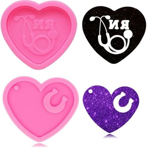 3/4 Pcs Love Heart Keychain Epoxy Resin Mold Jewelry Pendants Silicone Mould DIY Crafts Decorations Ornaments Casting Tools