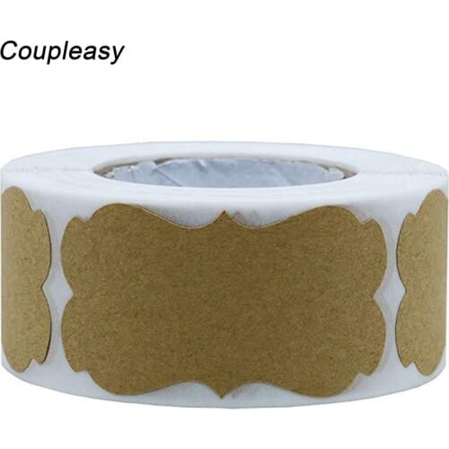 300Pcs/Roll Blank Kraft Sticker Brown Paper Sealing Sticker Baking Product Packaging Stickers Small Price Label 1.25x2.28 inch