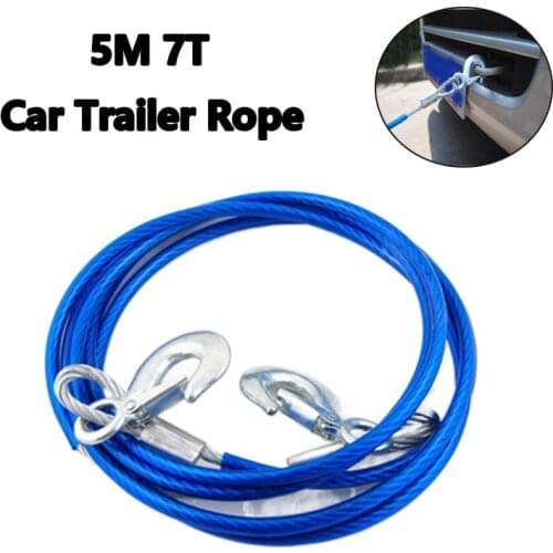 5M 7T Car Towing Hook Steel Car Trailer Rope Steel Wire for Car Towing Rope Trailer with Thickened Off-road Binding Belt