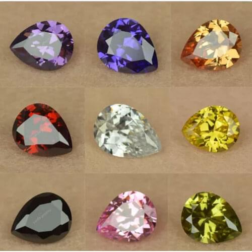 50pcs/Lot Wholesale Price Multi Colors High Quality 2*3~13*18mm Drop Pear Shape Cut Loose CZ Synthetic Gems Cubic Zirconia Stone