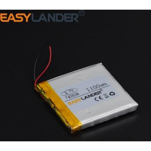 743638 Rechargeable Lithium li Polymer Li-ion 3.7V 1100mAh Battery For Bluetooth Headset GPS PDA MP3 MP4 MP5 Android Phone