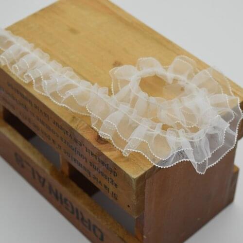 98yards 2.2cm wide white color Edge Ruffle Organza Ribbon Trims DIY doll dress Pleated Chiffon Skirt ruffle lace