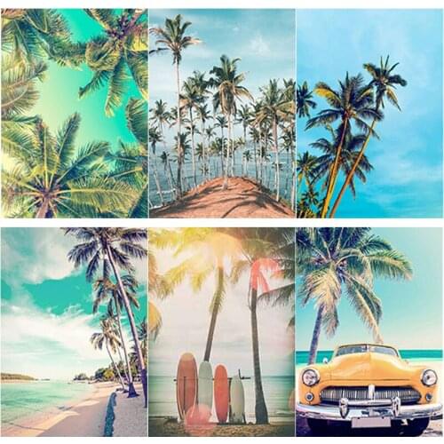 New 5D DIY Diamond Painting Sea View Diamond Embroidery Sandy Beach Cross Stitch Full Square Round Drill Home Decor Manual Gift