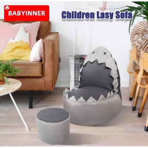 Babyinner Childrens Lazy Sofa Cute Shark Bean Bags Cartoon Tatami Chairs Sofa Kids Lounger Seat Pouf Puff Couch Living Room
