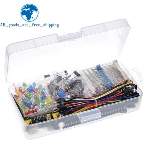 Electronics Component Basic Starter Kit with 830 Tie-points Breadboard Cable Resistor Capacitor LED Potentiometer Box Packing
