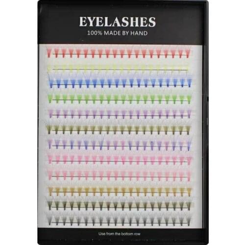 Big capacity 1 tray 12 mixed colors 10d russian volume lash color fans colourful C curl color 100% handmade silk false eyelashes