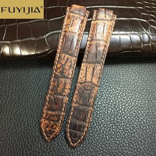FUYIJIA Retro Crocodile Watchbands 20MM Custom BALLON BLEU Strap Genuine Alligator Belt Top Brand Watchband 14MM 16MM 18MM 22MM