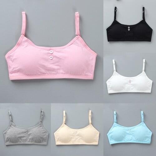 Girls Cotton Training Bra Students Detachable Chest Pad Sports Bras Girls Underwear Camisole Girl Tube Top Daily Fitness