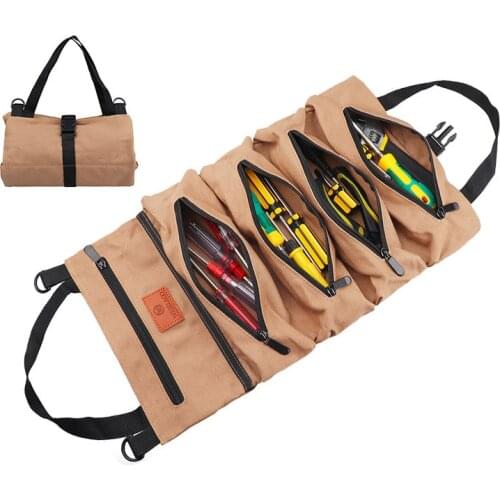 Canvas Foldable roll pack Tool bag suspension Multi-function Car Hanging Electrician tool Storage bag box repair tools Waist bag