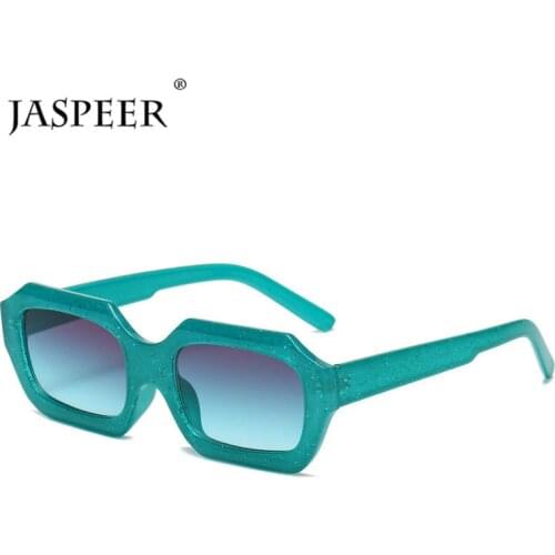 JASPEER Rectangle Sunglasses Women Punk Glitter Sun Glasses Men Retro Steampunk Eyewear Female Eyewear Oculos De Sol