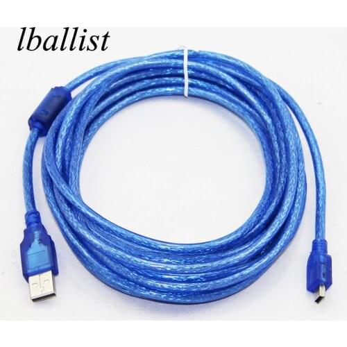 Lballist Mini 5Pin USB Cable USB 2.0 Type A Male to Mini 5P Male Foil+Braided Shielded 1.5m 1.8m 3m 5m 10m