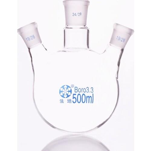 Three-necked flask oblique shape,with three necks standard ground mouth,Capacity 500ml,Middle joint 24/29,lateral joint 19/26