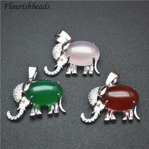 Natural Gemstone Pendant Fine Jewelry Making Supplies for DIY Necklace Elephant Pendants Women Craft Accessories