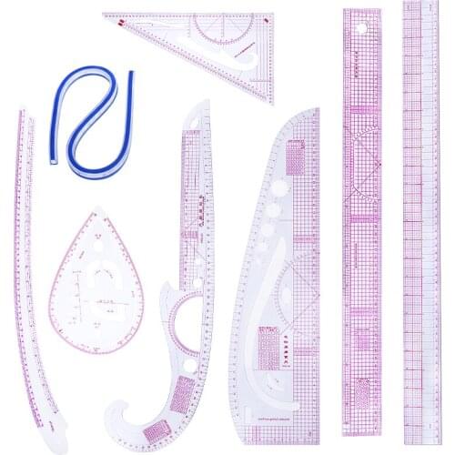 Imzay 8PCS Sewing Cutting Ruler DIY Clothing Sample Grading Sewing Tailor Curve Multifunctional Plastic Patchwork Tool