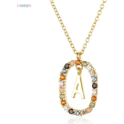 Lozoya 925 Sterling Silver Say My Name Fine Gold Letters A - Z Initial M S C K Alphabet Pendente Long Chain Necklace Jewelry
