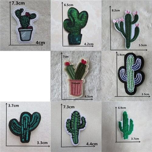 Cute cactus Hot melt adhesive patches Embroidered Iron on Patches for Clothing DIY Stripes for Apparel Jeans Stickers Badges