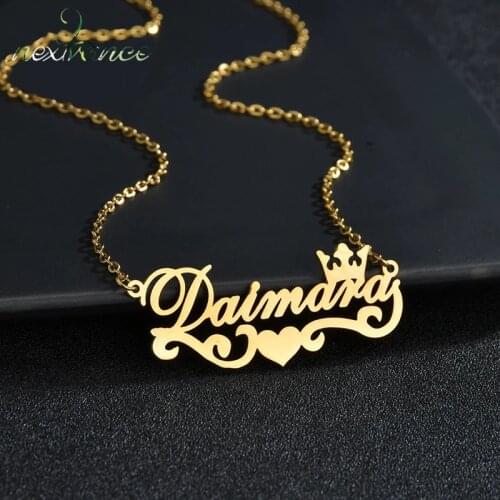 Nextvance Fashion Customized Name Necklace Stainless Steel Personalized Crown Butterfly Pendant Chain Woman Lover Jewelry Gift