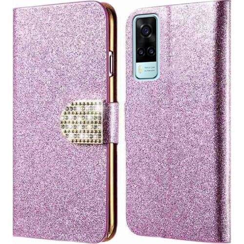 Fashion Women Coque For Vivo Y31 2021 Silicone Caso Leather Glitter Phone Cases For Vivo Y31 2021 Y 31 VivoY31 Back Cover 6.58