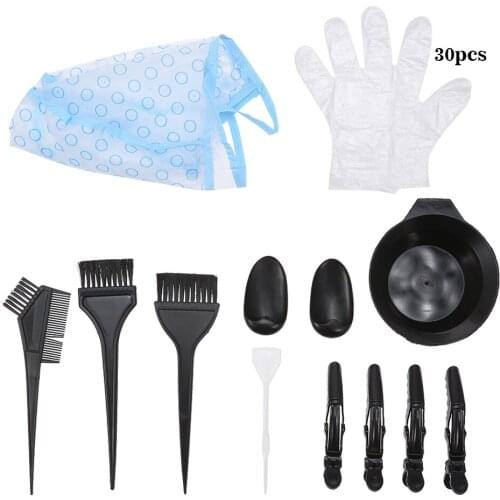 Hair Color Mixing Dye Kit Hair Dyeing Brushes Tint Comb Mixing Bowl Hair Clips Ear Covers Gloves Hair Dyeing Cap & Hook for Home