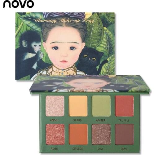 NOVO 8 Color Matte Shimmer Fantasy Elf Eyeshadow Palette Diamond Shiny Nude Eye Shadow Pigmented Powder Makeup Beauty Cosmetic