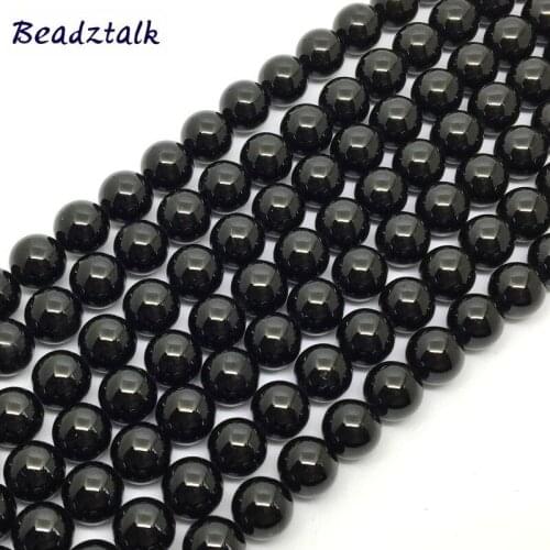 New Bead Natural Black Tourmaline Beads Spacer 12 mm Round Stone DIY Making Jewelry Not Glass No Dyed AQuality