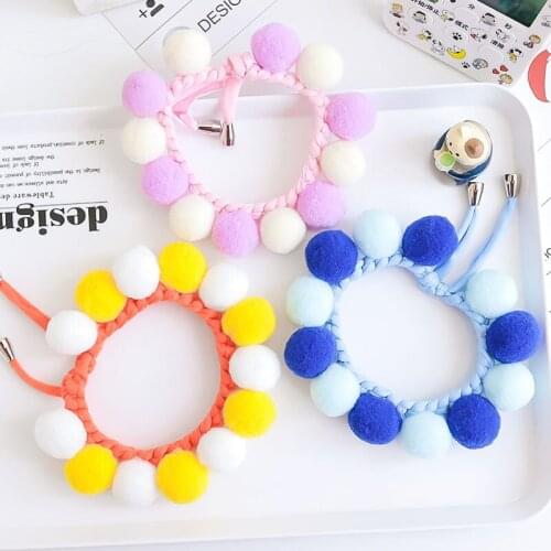 Hand-knitted Fur Ball Pet Neck Circumference Fashion Cat Necklace Adjustable Anti-suffocation Dog Felt Collar Pet Accessories