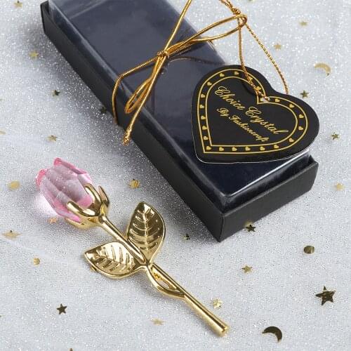 1Set Valentines Day Gift Artificial Crystal Rose Flower Mini Crystal Rose Table Decor New Year Wedding Party Favors Souvenirs