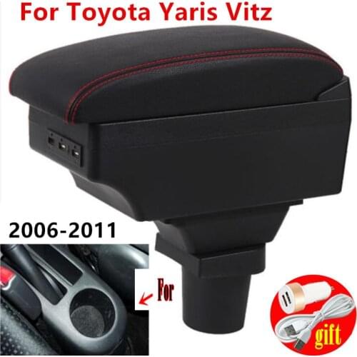 Armrest Arm Rest For Toyota Yaris Vitz Hatchback 2006-2011 Centre Console Storage Box 2007 2008 2009 2010 with USB LED