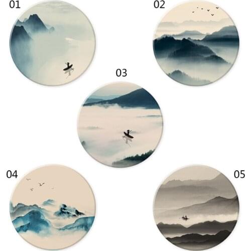 Drink Coasters Chinese Style Insulation Pad Dining Table Mat for Wooden Table Diatomaceous Absorbent Coaster