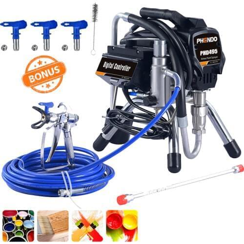 PHENDO Professional Electric Airless Paint Sprayer 495 Painting Machine Tool 3045psi 2.2L Sprayer Suit for Indoor Fence Spraying