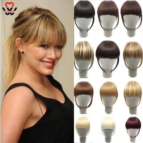 Natural Blunt Bangs Clip-In Dark Light Brown Black Synthetic False Hair Pure Colors Flat Bang Hair Pieces