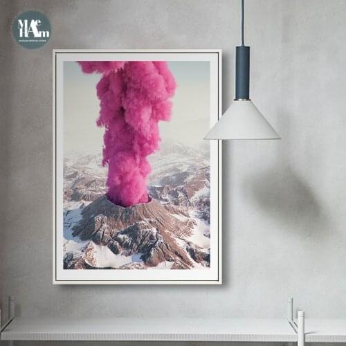 Nordic Pink volcano wall art Canvas Prints Posters Landscape Wall art Pictures for Living Room Morden contracted Art Home Decor