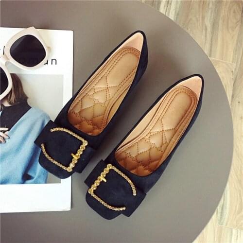 Women Flats Spring/Autumn Slip on Loafers Square Head Shallow Mouth Ballerina Flat Shoes Faux Suede Lady Ballet Single Shoes