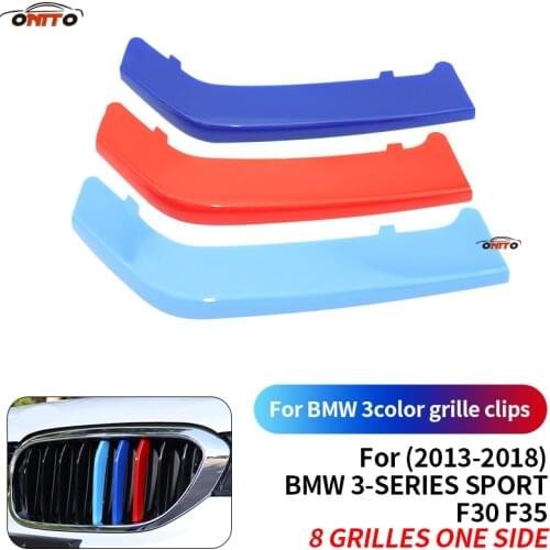 Car Head Decoration 8 Bars 3 Colors Grille Clips Front Racing Grille Decal Covers ABS For BMW 3 Series SPORT F30/F35 2013-2018