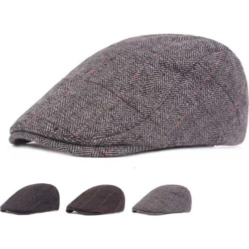 Vintage Flat Peak Hats Hunting Caps Outdoor Sun Breathable Bone Brim Hats Womens Mens Herringbone Flat Berets Cap SWANOWING