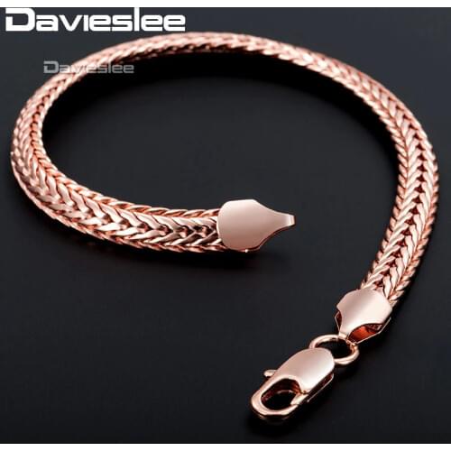 585 Rose Gold Filled Womens Bracelet Chain Braided Foxtail Link 6mm 18cm 20cm 23cm GB254