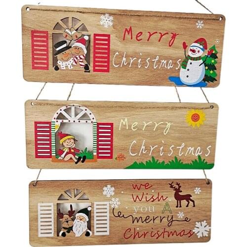 1pcs Christmas Tree Ornaments Wooden Christmas Hanging Slices Pendants Embellishments Tags for Tree Wall Party Decoration