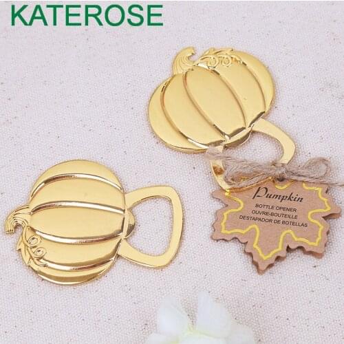 12PCS Gold Pumpkin Bottle Opener Cap Remover Beer Openers Golden Wedding Favors Barware Party Giveaways Gift For Guest