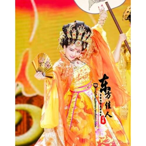 2017 Spring Gala Tang Princess Yang Guifei Gorgeous Stage Peformance Costume Delicate Embroidery Womens Costume Hanfu