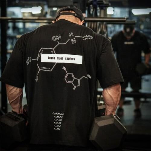 2021 Cotton Men Bodybuilding T-shirt Men Short Sleeve Running Shirt Men Workout Training Tees Fitness Loose Large size M-XXXL