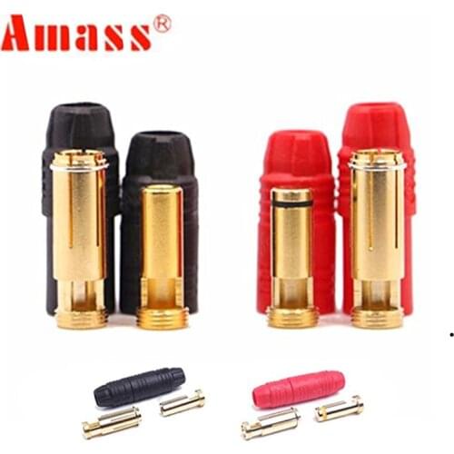 Register shipping 5 Set/ lot Amass AS150 Connector Anti-Spark Gold Bullet 7mm Male Female For High Voltage Battery Red/Bla 30%Of