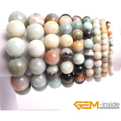 Mixed Color Amazonite Stone Beads Bracelet Natural Stone Beads Bracelet DIY Jewelry Bracelet For Woman For Gift Free Shipping